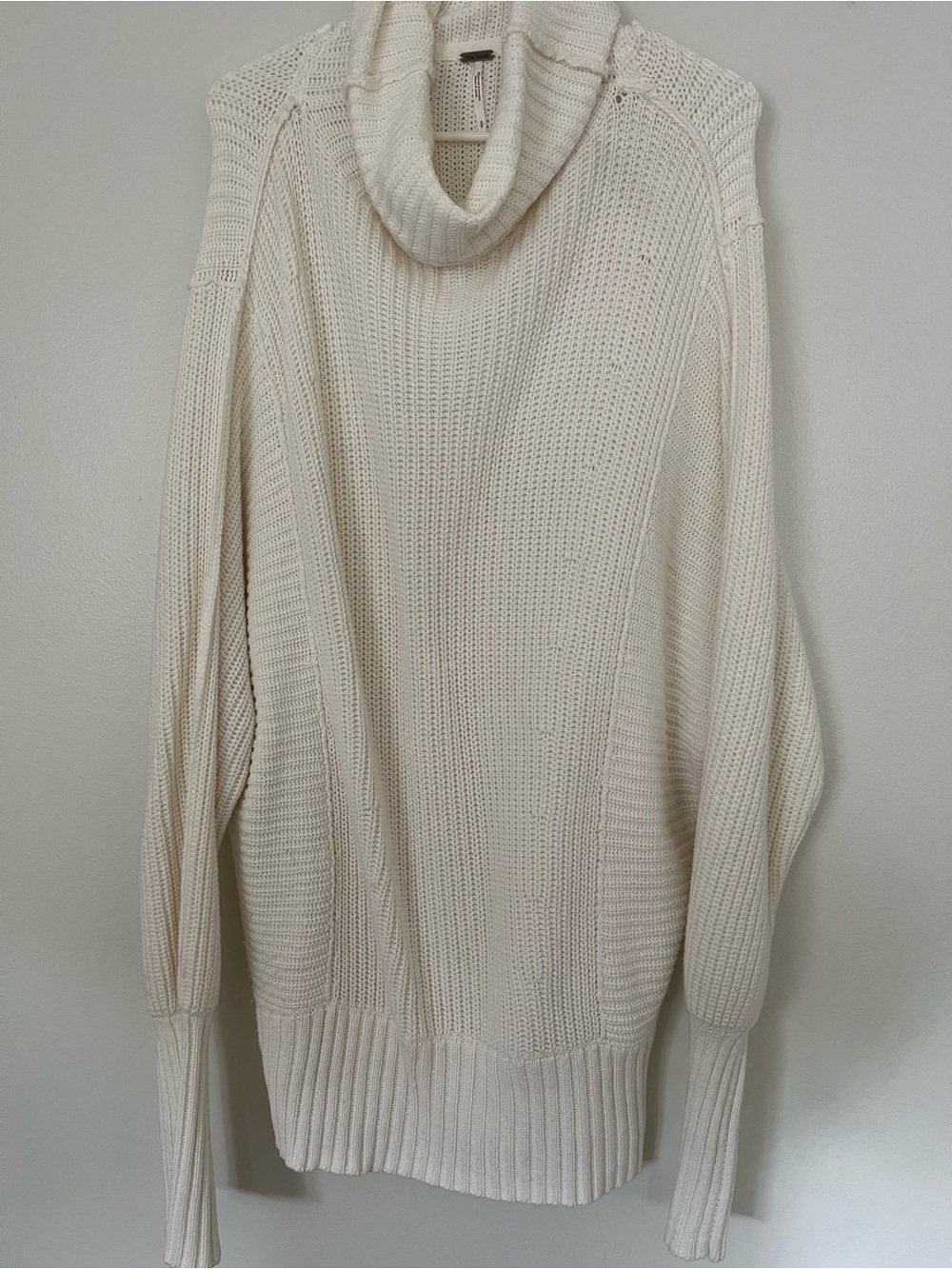 Free People Cowl Neck Knit Oversized Sweater Ivory